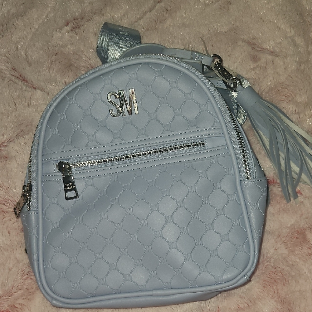 Steve Madden Light Blue Quilted Mini  Backpack